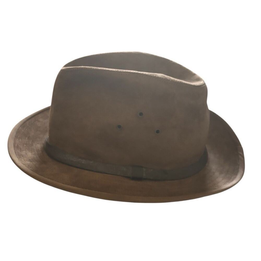 Trav'ler By Country Gentleman Tan Suede Fedora Hat Leather Band Brown SZ XL USA